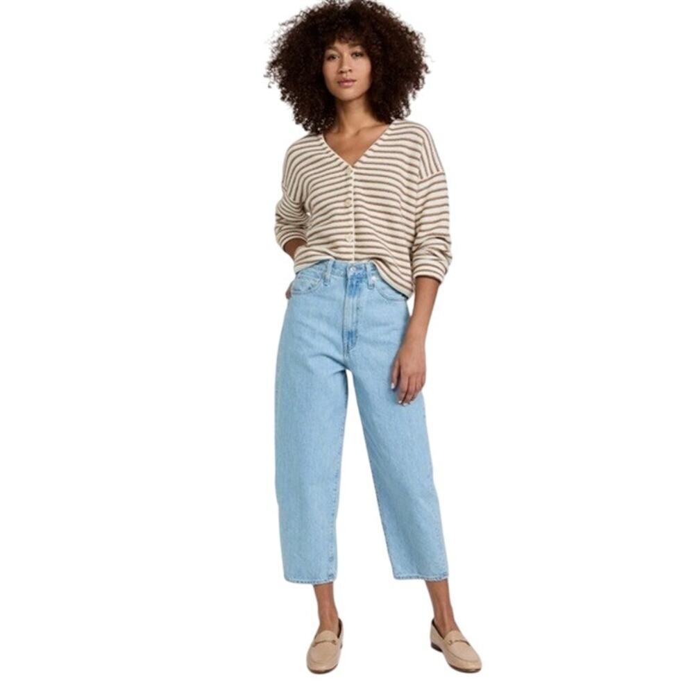 Edwin Dani Barrel Cropped Jeans High Rise Baggy Light Wash Denim Escape Y2k 25